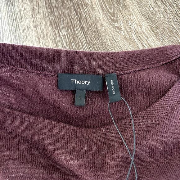 NWT Theory Boatneck Merlot 100% Cashmere Sweater Dress Sz Large Long Sleeve Midi - Picture 12 of 14